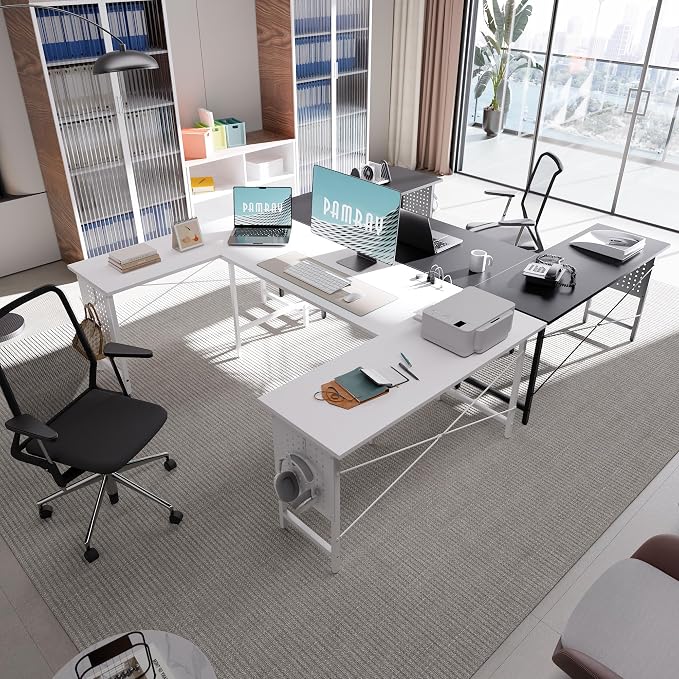 Pamray 71 Inch Large Gaming Desk with Power Outlets U Shaped Computer Desk | Spacious Workspace with USB Charging Ports & Pegboard & Headphone Hooks Suitable for PC Gaming Office Work Study and Writing - Image 6