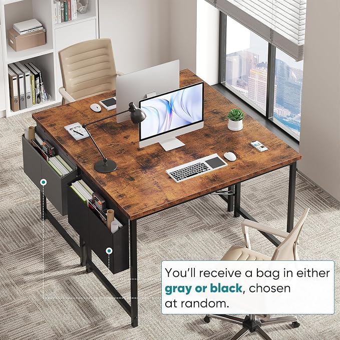 OLIXIS Computer Desk, 44 Inch Gaming Desks for Home Office Small Spaces | Writing Study Craft Work Table, Computer Workstation for Bedroom with Storage Bag, Rustic Brown - Image 4