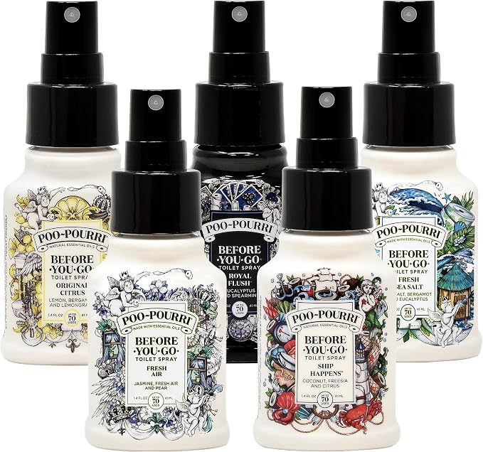 Poo-Pourri Set - Includes Tropical Hibiscus, Lavender, Hollyday Spice and Ship Happens 1.4 Ounce Bottles - Image 3