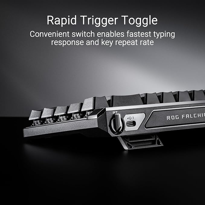 ASUS ROG Falchion Ace HFX Hall Effect Gaming Keyboard – 65% TKL, Dual USB-C, Magnetic Switches, Rapid Trigger, Speed Tap, 8000 Hz Polling, Touch Panel, Portable, Protective Cover, PBT Keycaps - Black - Image 3