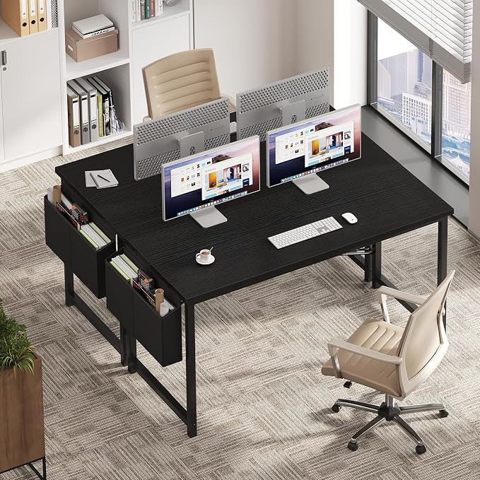 OLIXIS Computer Desk, 55 Inch Gaming Desks for Home Office Small Spaces | Writing Study Craft Work Table, Computer Workstation for Bedroom with Storage Bag, Black - Image 7