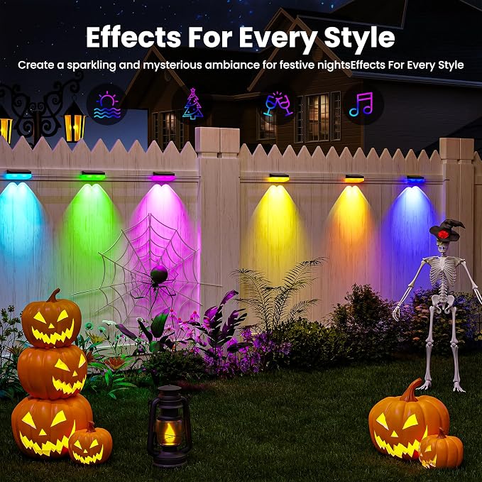 16 Packs Outdoor Deck Lights, Smart RGBIC Fence Light, with APP/Remote Control, 16 Million Monochrome Modes,IP67 Waterproof, Color Changing Fence Lights for Fence（100ft） - Image 2