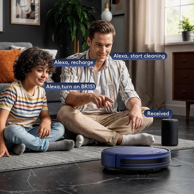 Robot Vacuum and Mop for Pet Hair, 2-in-1 Robot Vacuum Cleaner for Hard Floors&Carpets with 2.87'' Slim Design, Wi-Fi/App/Voice Control, 3D Obstacle Avoidance & Self-Charging - Image 6
