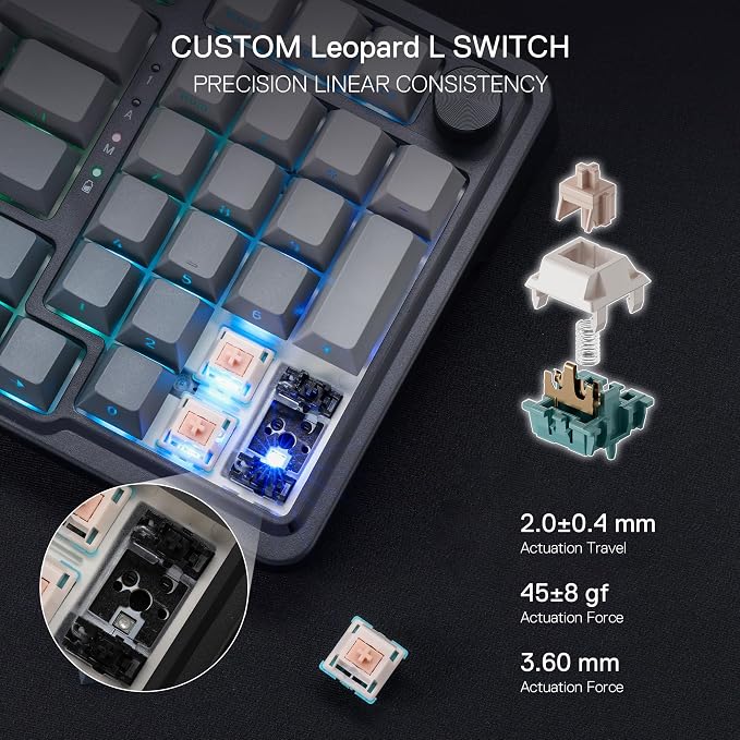 Redragon K686 PRO Wireless RGB Gasket Gaming Mechanical Keyboard, Easy Knob | Multi-Function Control Wheel, 0-Delay Tri-Mode, Cushioned 5-Layer Noise Dampening for Creamy Thocky Sound, Practical 98 Keys - Image 5
