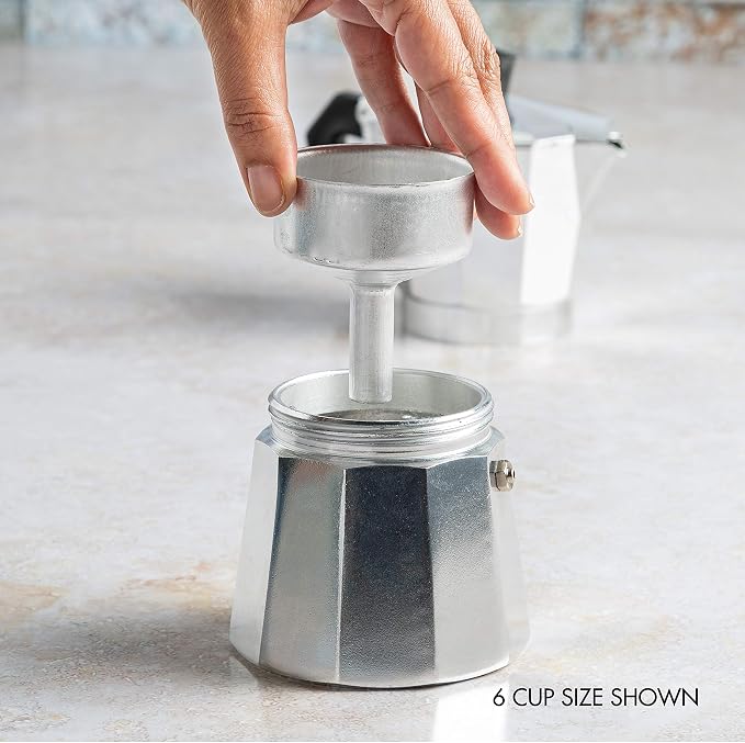 Primula Classic Stovetop Espresso and Coffee Maker, Moka Pot for Italian and Cuban Café Brewing, Greca Coffee Maker, Cafeteras, 12 Espresso Cups, Silver - Image 6