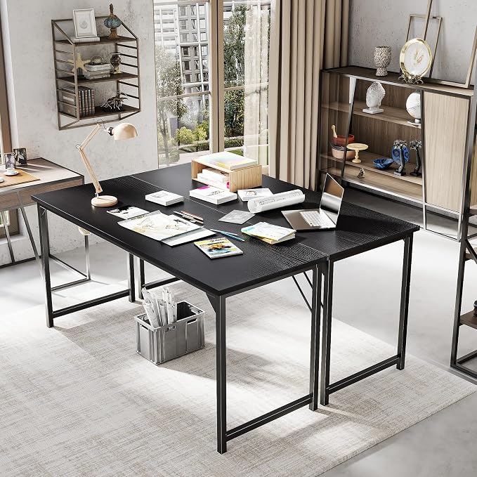 OLIXIS 63 Inch Computer Office Desk for Small Spaces, Writing Gaming Work Desk Modern Study Table with Storage Bag & Headphone Hook Home Bedroom, Black | Computer Writing Workstation, Strong Metal Frame, Small Spaces Home Bedroom Dorm, Black - Image 4