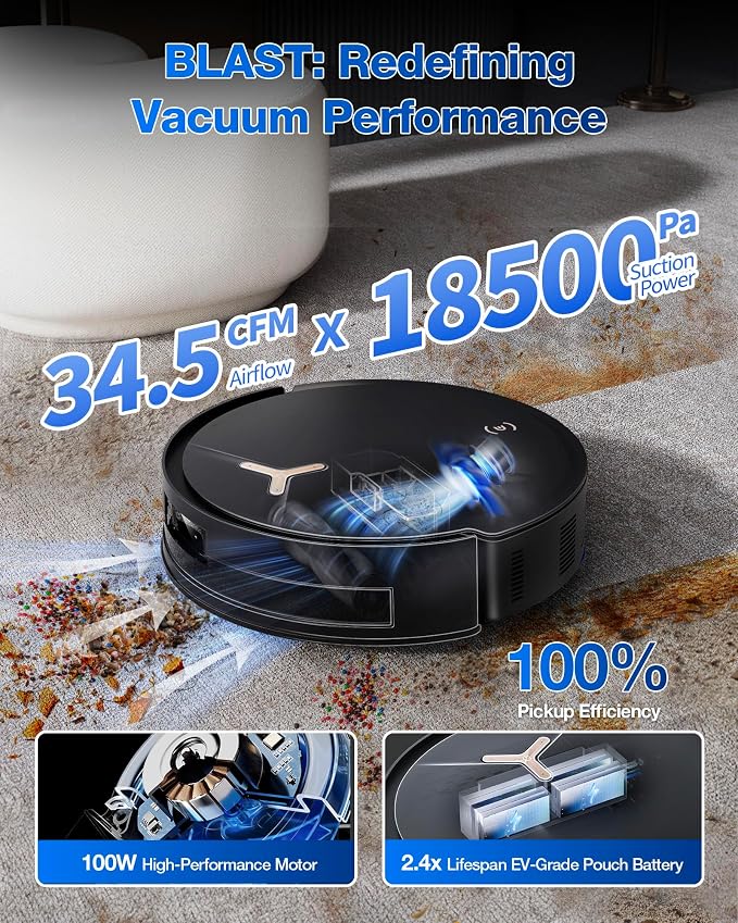 ECOVACS DEEBOT T50 MAX PRO Omni Robot Vacuum and Mop, 18,500Pa Suction, 18mm Auto-Lift, ZeroTangle &TruEdge 2.0, AIVI 3.0 Obstacle Avoidance, Auto Hot Water Mop Wash/Dry/Refill, Self-Emptying - Image 2
