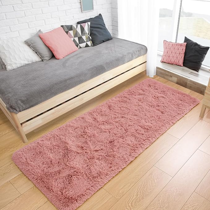 Tepook Soft Runner Rugs for Bedroom 2x6 ft with Rubber Backing, Blush Fluffy Rugs for Living Room, Shag Bedside Rug Fuzzy Plush Carpet for Room, Area Rug for Dorm Nursery Hallway Indoor Home Decor - Image 5