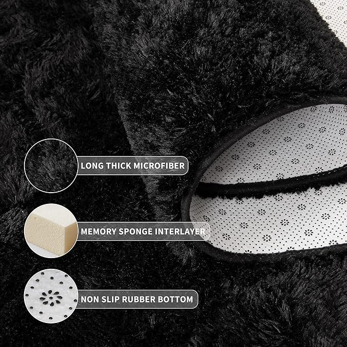 Tepook Area Rugs 7x10 for Living Room, Super Soft Fluffy Rugs for Bedroom, Modern Shaggy Rug Fuzzy Carpets for Kids, Plush Indoor Nursery Home Decor Rug with Non-Slip Bottom, Black - Image 5