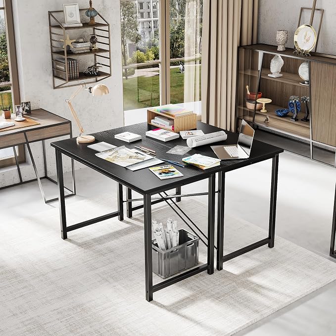 OLIXIS 44 Inch Computer Office Desk for Small Spaces, Writing Gaming Work Desk Modern Study Table with Metal Frame Home Bedroom, Black | Metal Frame, Writing Gaming Work, Home Bedroom, Easy Assembly, Sturdy Design, Black - Image 4