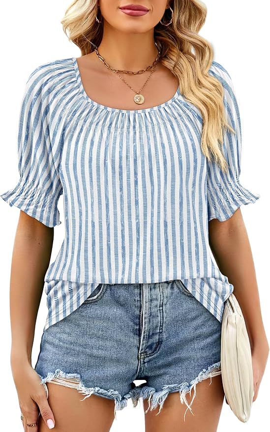 WIHOLL Womens Short Sleeve Square Neck Summer Tops Dressy Casual Blouses Trendy Clothes 2026 - Image 2