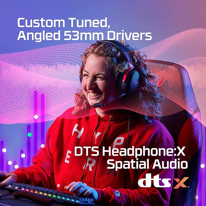 HyperX Cloud III – Wired Gaming Headset, PC, PS5, Xbox Series X|S, Angled 53mm Drivers, Spatial Audio, Memory Foam, Durable Frame, Ultra-Clear 10mm Mic, USB-C, USB-A, 3.5mm – Black/Red - Image 3