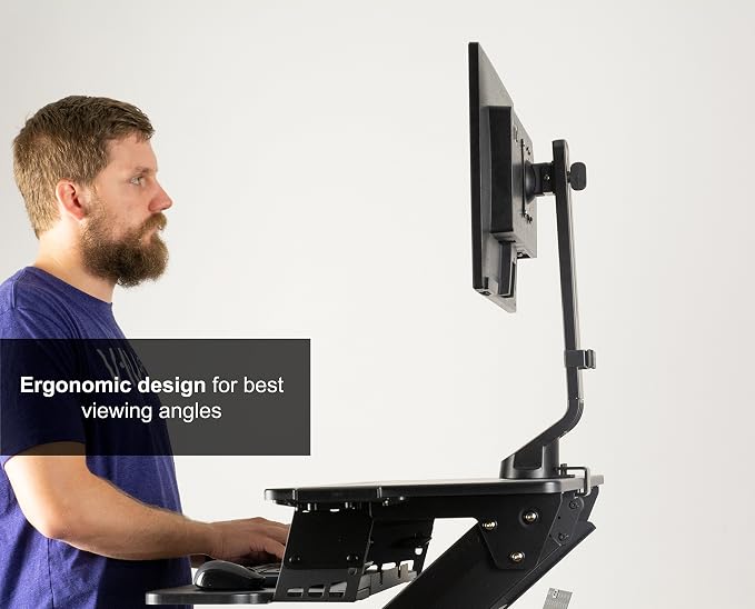 VIVO Adjustable Single Monitor Mount for Sit-Stand Workstation, Desk Converter, Monitor Arm Fits 1 Screen up to 32 inches, STAND-V001U - Image 4