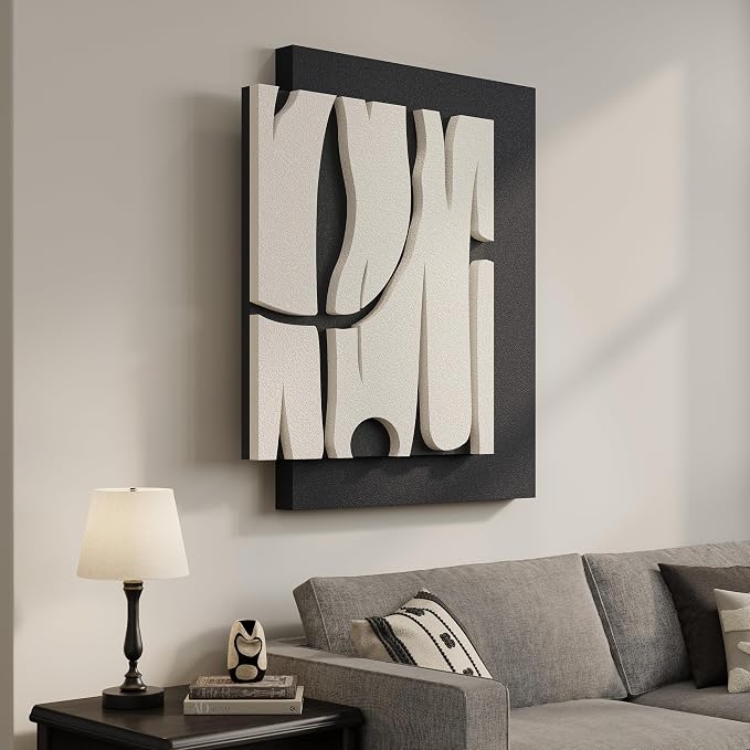 Cuspin Black and White Abstract Wall Art for Living Room, Modern Minimalist Geometric Artwork for Walls, Contemporary 3D Textured Paintings Wall Decor for Bedroom Dining Room Hallway Office - Image 4