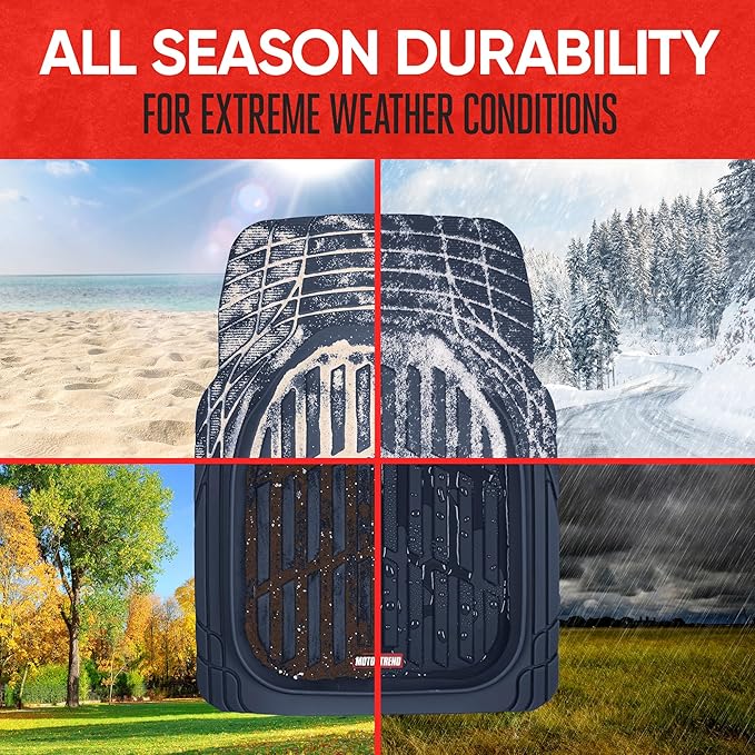 Motor Trend FlexTough Floor Mats for Cars, Blue Deep Dish All-Weather Car Mats, Waterproof Trim-to Fit Automotive Floor Mats for Cars Trucks SUV, Universal Floor Liner Car Accessories - Image 4
