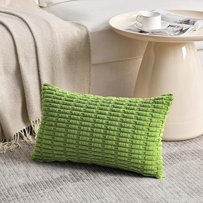 Fancy Homi 4 Packs Decorative Throw Pillow Covers for Living Room Couch Bed, Modern Farmhouse Boho Home Décor Accent Cushion Case, 20" x 12", Lime Green - Image 2
