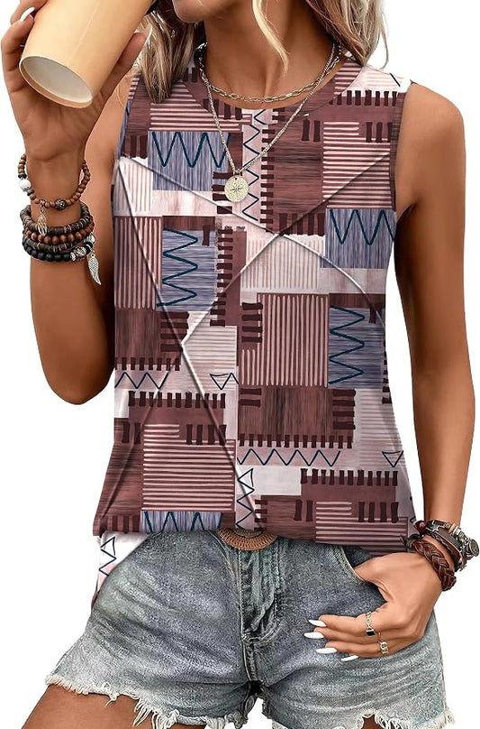 WIHOLL Women's Sleeveless Summer Crewneck Loose Fit Tank Tops by WIHOLL
