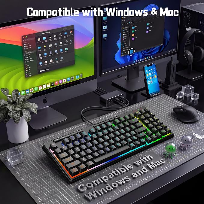 Redragon K517 Pro Wired Gaming Keyboard, RGB Backlit, Mechanical Feel 94 Keys Computer Keyboard with 4 Macro Keys, Number Pad, Anti-Ghosting, 4000mAh Battery for Win/MAC, PS4/5, Xbox - Image 7
