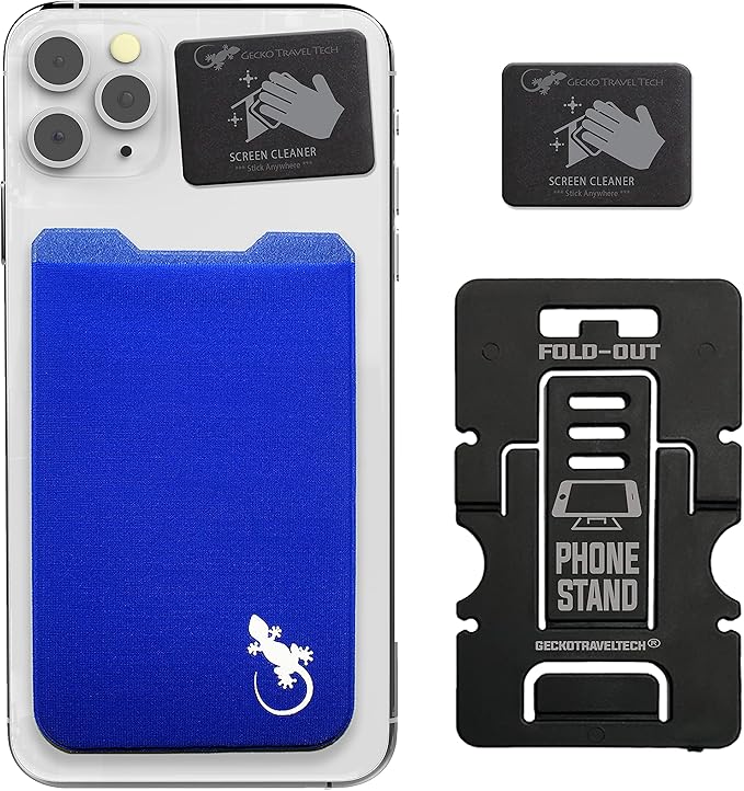 Phone Wallet - Adhesive Card Holder - Cell Phone Pouch - Stick on Lycra Pocket by Gecko - Carry Credit Cards and Cash by GeckoTravelTech