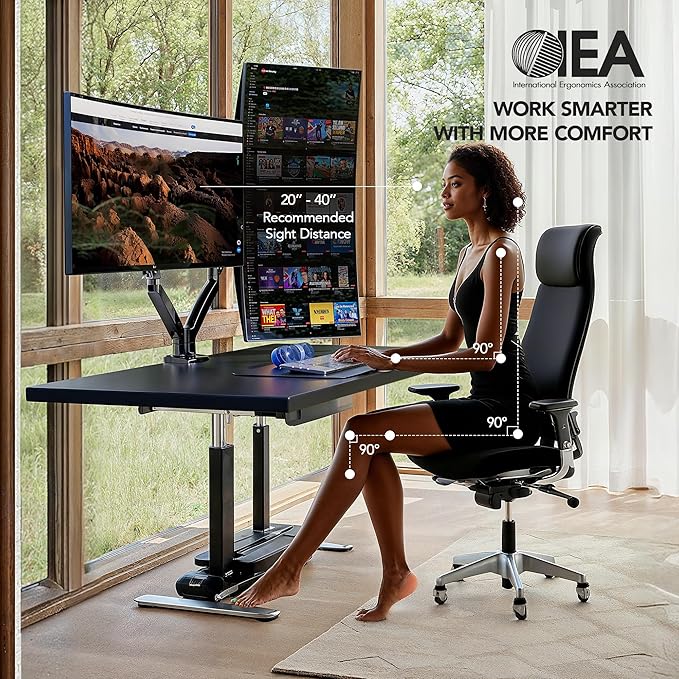 HUANUO Dual Monitor Stand for 13″–40″, Premium Dual Monitor Mount with USB, Height Adjustable Monitor Stand for 2 Monitors, VESA Mount with Clamp/Grommet Base, Holds 26.4lbs per Arm, HNDS7 - Image 3