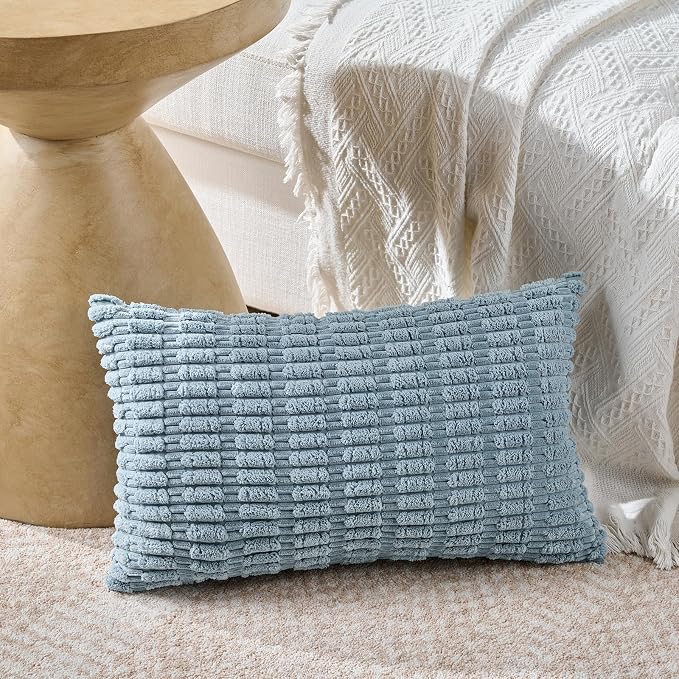 Fancy Homi 4 Packs Decorative Throw Pillow Covers for Living Room Couch Bed, Modern Farmhouse Boho Home Décor Accent Cushion Case, 20" x 12", Blue Series - Image 2