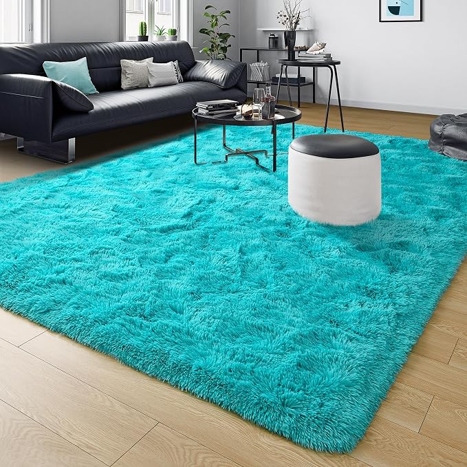 Tepook Fluffy Large Rugs for Living Room, Shag Area Rug 6x9 Soft Carpet for Bedroom, Modern Shaggy Rug for Kids Boys Girls, Plush Indoor Nursery Home Decor Rug with Non-Slip Bottom, Blue, 6 X 9 Feet - Image 8