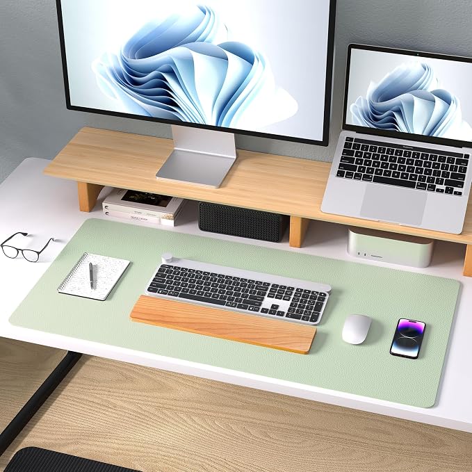 Aothia Large PU Leather Desk Pad Protector - Non-Slip Mouse Pad & Writing Mat for Office/Home, Waterproof, Easy to Clean (23.6" x 13.7", Aqua) - Image 8