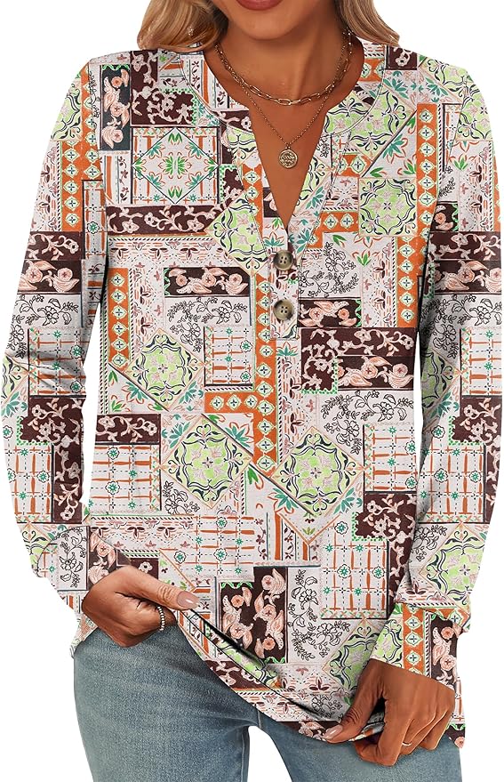 ANRABESS Women's Long Sleeve Shirts 2026 Spring Fashion Dressy Casual Tops Trendy Henley Blouses Cute Work Outfits Clothes by ANRABESS