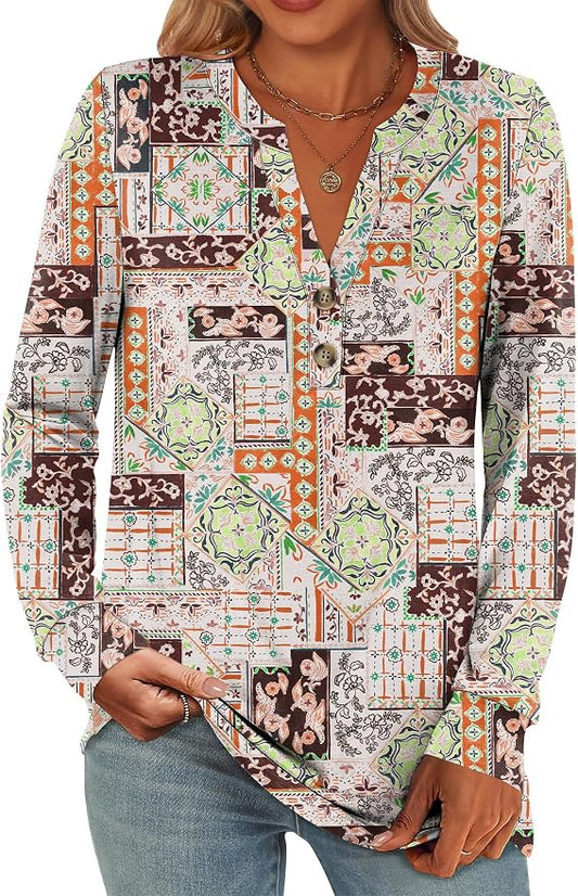 ANRABESS Women's Long Sleeve Shirts 2026 Spring Fashion Dressy Casual Tops Trendy Henley Blouses Cute Work Outfits Clothes by ANRABESS