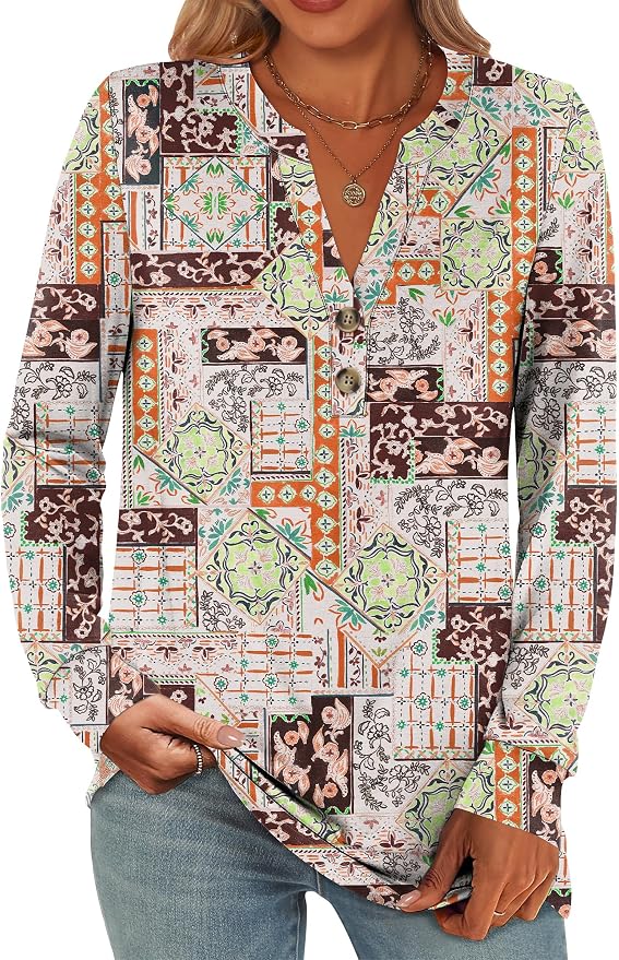 ANRABESS Women's Long Sleeve Shirts 2026 Spring Fashion Dressy Casual Tops Trendy Henley Blouses Cute Work Outfits Clothes by ANRABESS