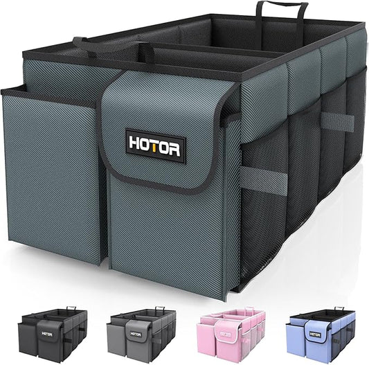 HOTOR Trunk Organizer for Car - Car Organizer, Foldable Trunk organizer for SUVs & Sedans, Sturdy Organization for Car Accessories, Tools, Sundries, Deep Teal, 2 Compartments, 21.3"×12.6"×10.6" by HOTOR