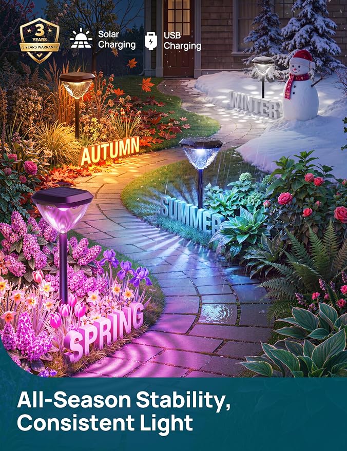 Linkind Smart Solar Pathway Lights SP6, App/Voice Control Solar Lights Outdoor Waterproof, 43+ Preset Scenes, Cool/Warm White/Color-Changing Outdoor Garden Lights for Yard, Patio, 4 Pack - Image 2