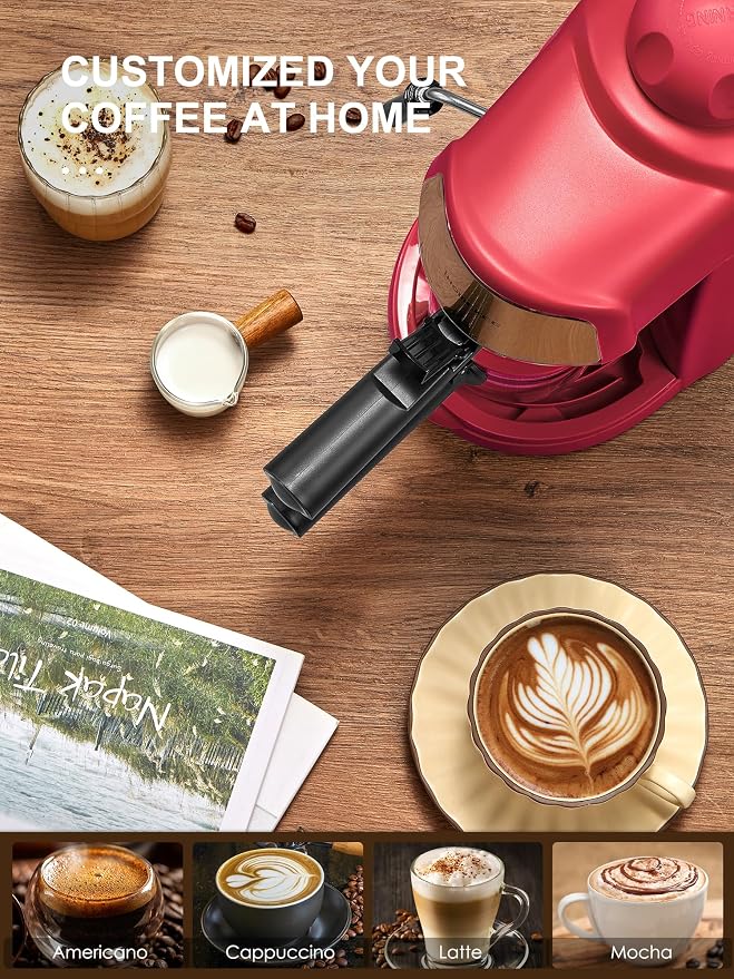 Ihomekee Espresso Machine, 3.5Bar Espresso and Cappuccino Machine | Preheating Function, 4 Cup Coffee Maker with Milk Frothing Function and Steam Wand (Red) - Image 7