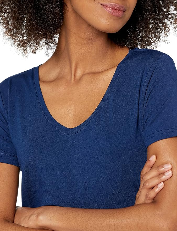 Amazon Essentials Women's Active Quick Dry Tech Stretch Short-Sleeve V-Neck T-Shirt (Available in Plus Size), Pack of 2 - Image 6