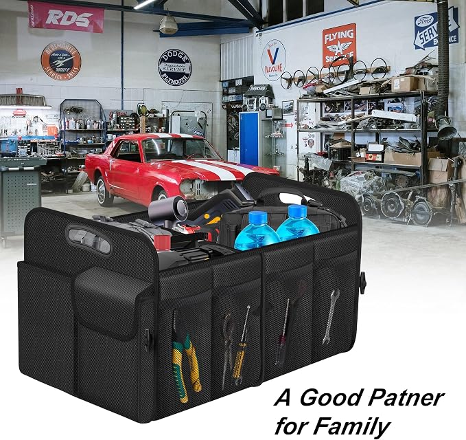 Femuar Car Trunk Organizer, Trunk Storage Organizer with 72L Large Capacity Waterproof Collapsible and 11 Pockets, Trunk Organizer for Suv/Jeep/Sedan, Large Size, Black - Image 7