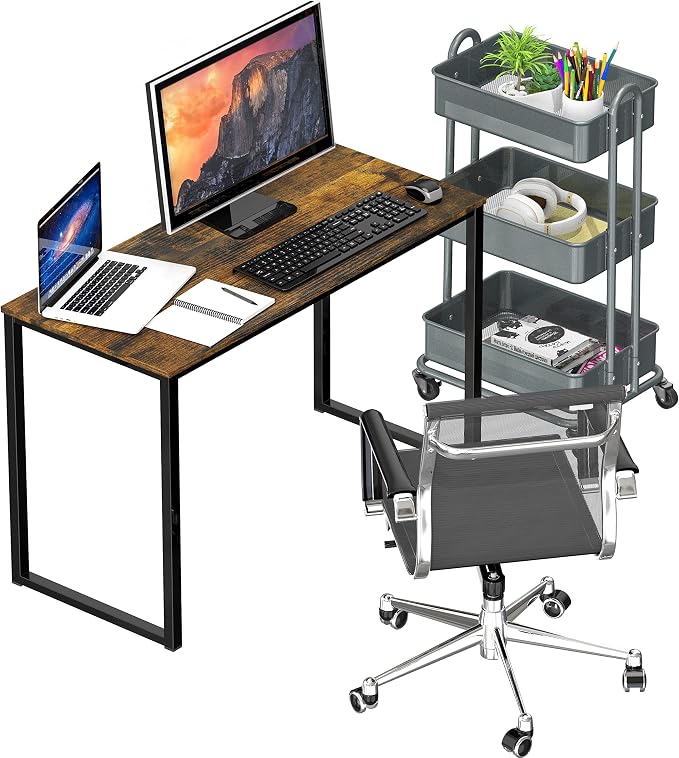 SHW Mission 32-Inch Home Office Computer Desk, Rustic Brown - Image 5