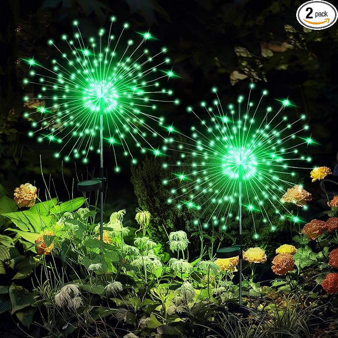GIGALUMI Garden Outdoor Decor Lights 120LED 2Pack, Solar Garden Lights for Yard Outside Fairy Decorative,Solar Powered for Yard Pathway Flowerbed Planter Balcony Patio Decor（Green） by GIGALUMI