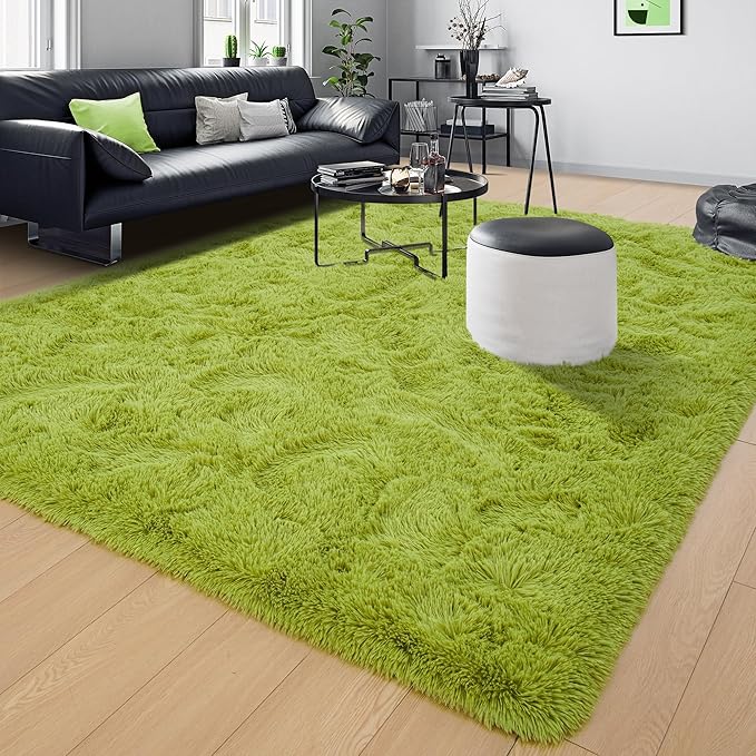 Tepook Fluffy Grass Green Rugs for Living Room Bedroom, 4x6 Soft Area Rug Moss Green Kids Girls Boys Rug, Indoor Plush Shaggy Non-Slip Carpet for Nursery Classroom Dorm Home Decor - Image 8