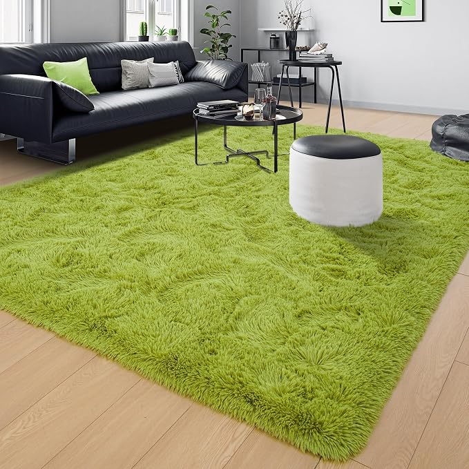 Tepook Fluffy Grass Green Rugs for Living Room Bedroom, 6x9 Soft Area Rug Moss Green Kids Girls Boys Rug, Indoor Plush Shaggy Non-Slip Carpet for Nursery Classroom Dorm Home Decor - Image 8