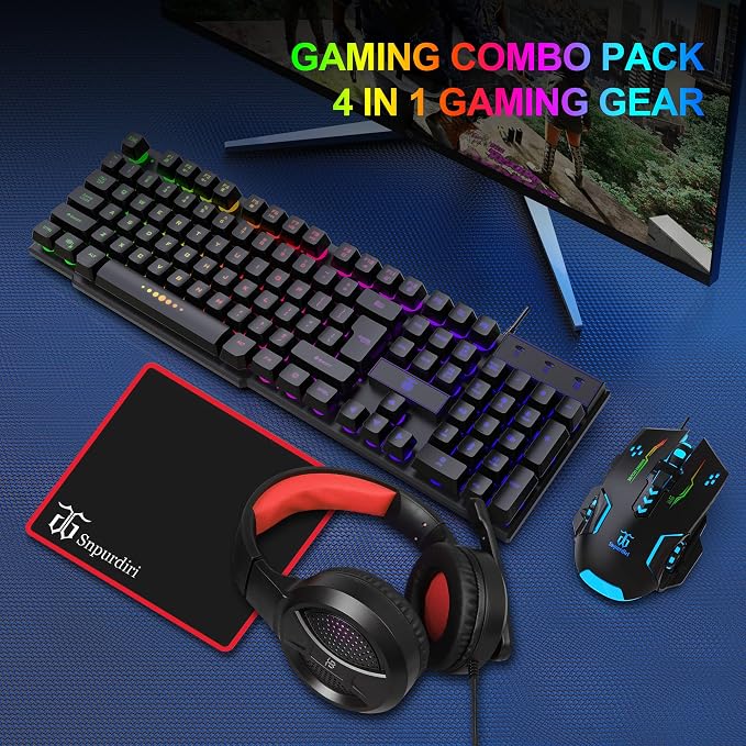DGG Gaming Keyboard and Mouse, Headphones, Mouse pad Combo for PC Gamers | RGB Backlight Gaming Keyboard and Mouse Bundle with Headset, All in One for Xbox and PS4 Users - Image 6