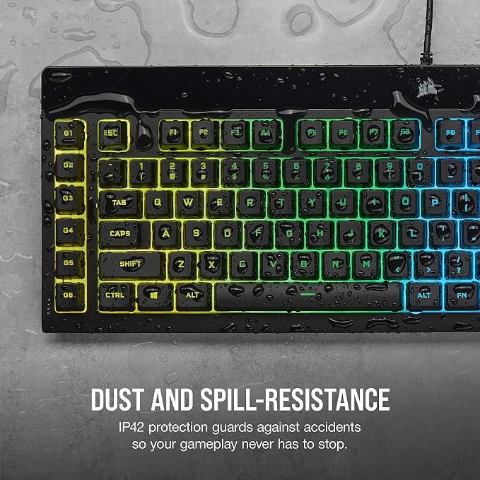 Corsair K55 RGB PRO Membrane Wired Gaming Keyboard – IP42 Dust and Spill-Resistant – 6 Macro Keys with Elgato Integration – iCUE Compatible – QWERTY NA – PC, Mac, Xbox – Black - Image 5