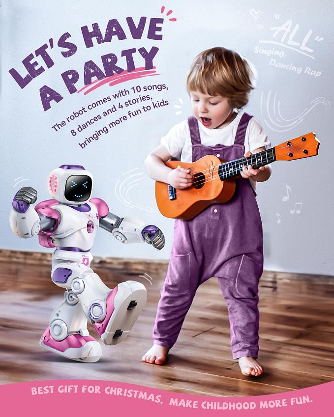 Ruko 1088 Interactive Robot Toy, Gifts for Boys & Girls Ages 4-9, Pink | Large Programmable Robot, Music & Dance, Rechargeable, Remote Control & App Control & Voice Command, Gifts for Boys & Girls - Image 4
