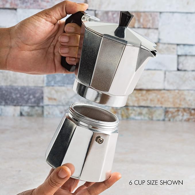 Primula Classic Stovetop Espresso and Coffee Maker, Moka Pot for Italian and Cuban Café Brewing, Greca Coffee Maker, Cafeteras, 12 Espresso Cups, Silver - Image 8