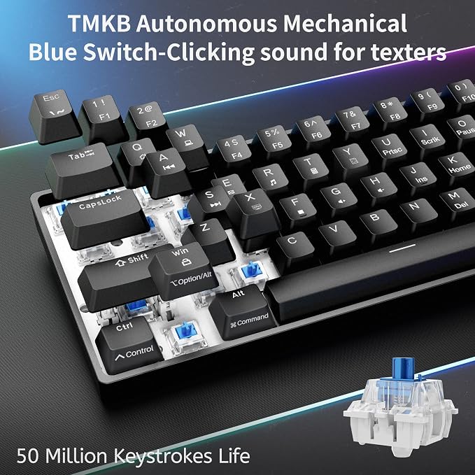 DIERYA 60% Mechanical Keyboard, DK61se Wired Gaming Keyboard with Blue Switches, LED Backlit Ultra-Compact 61 Keys Mini Office Keyboard for Windows Laptop PC Gamer Typist（Black） - Image 3