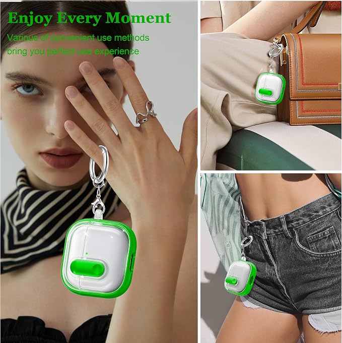 for AirPods 4th Generation Case 2024 with Bright Plated Bezel and Switches, Military-Grade Shockproof Transparent Anti-Yellowing for AirPods 4 Cover, Green - Image 2