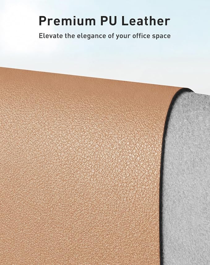 Aothia Faux Leather Desk Mat for Keyboard & Mouse (Khaki, 42" x 17") | Creates One Clean Surface For Your Keyboard, Mouse And Laptop, Helping Keep Your Workspace Organized Every Day - Image 2