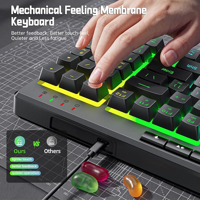 Redragon K517 Pro Wired Gaming Keyboard, RGB Backlit, Mechanical Feel 94 Keys Computer Keyboard with 4 Macro Keys, Number Pad, Anti-Ghosting, 4000mAh Battery for Win/MAC, PS4/5, Xbox - Image 2