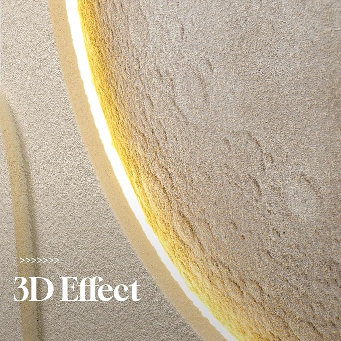 Cuspin Large Modern Minimalist White 3D LED Moon Wall Art 24x36 In | Warm lighted wall art, Cream tones wall decor, Lunar pictures, Soft textured wall art for living room bedroom dining room - Image 7