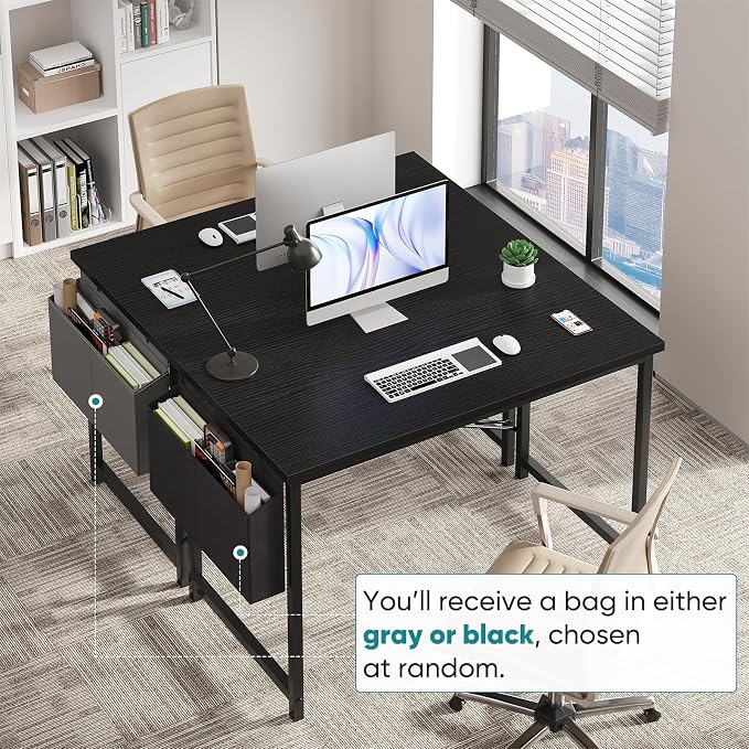 OLIXIS Computer Desk, 44 Inch Gaming Desks for Home Office Small Spaces | Writing Study Craft Work Table, Computer Workstation for Bedroom with Storage Bag, Black - Image 4