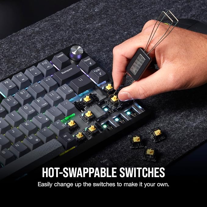 Corsair K65 Plus Wireless 75% RGB Mechanical Gaming Keyboard – Pre-Lubricated MLX Red Linear Switches – PBT Dye-Sub Keycaps – PC, Mac, PS5, PS4, Xbox, iPad – QWERTY NA – Black/Gray - Image 10